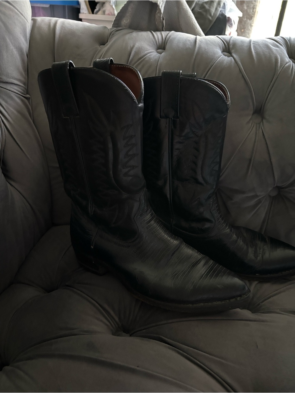 Vintage Brahma Black Western Roper Boots with Contrasting Welt